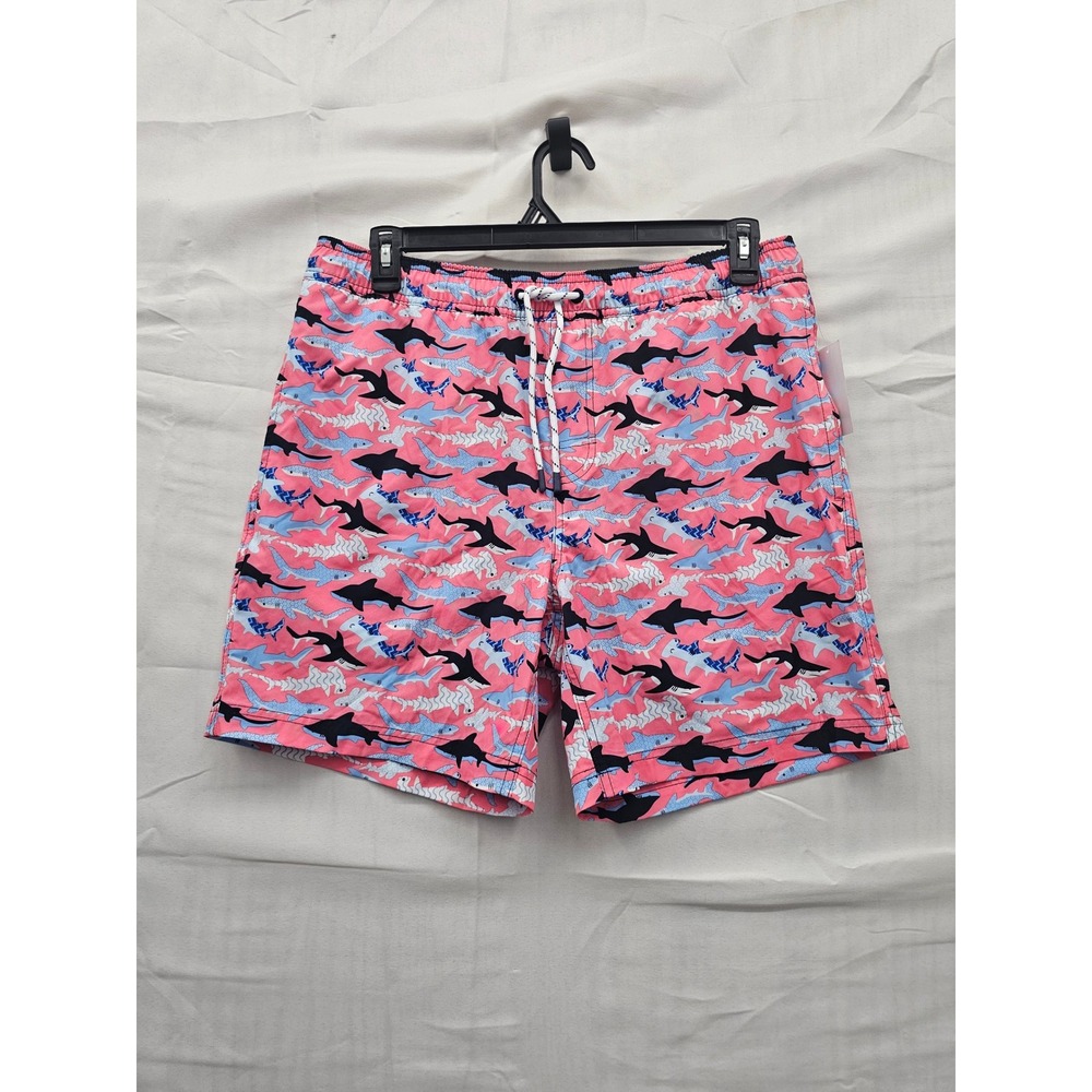 Member's Mark Mens Resort‎ Swim Trunks Pink Poly Blend Shark Casual Size Large
